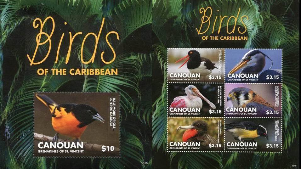 (image for) St Vincent 2015 S/Sheet & Stamps Birds Of The Caribbean