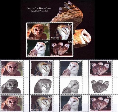 (image for) Tonga Niuafo'ou 2014 Barn Owls Sheet & Stamps Air Post
