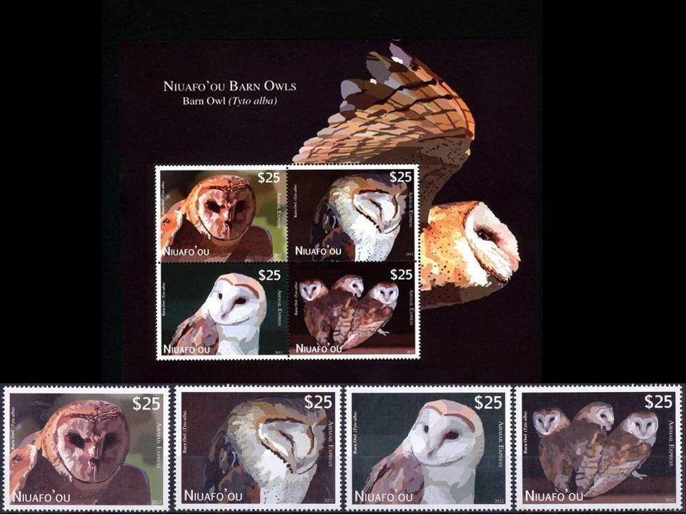 (image for) Tonga Niuafo'ou 2014 Barn Owls Sheet & Stamps Air Post