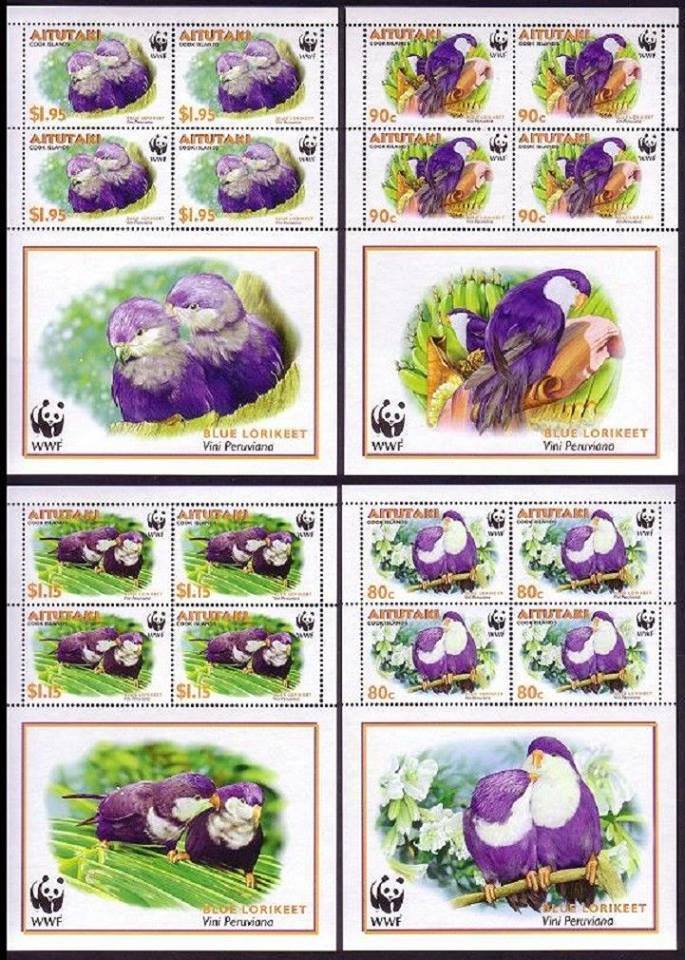 (image for) WWF Aitutaki 2004 Stamps Tahitian Blue Lorikeet MNH