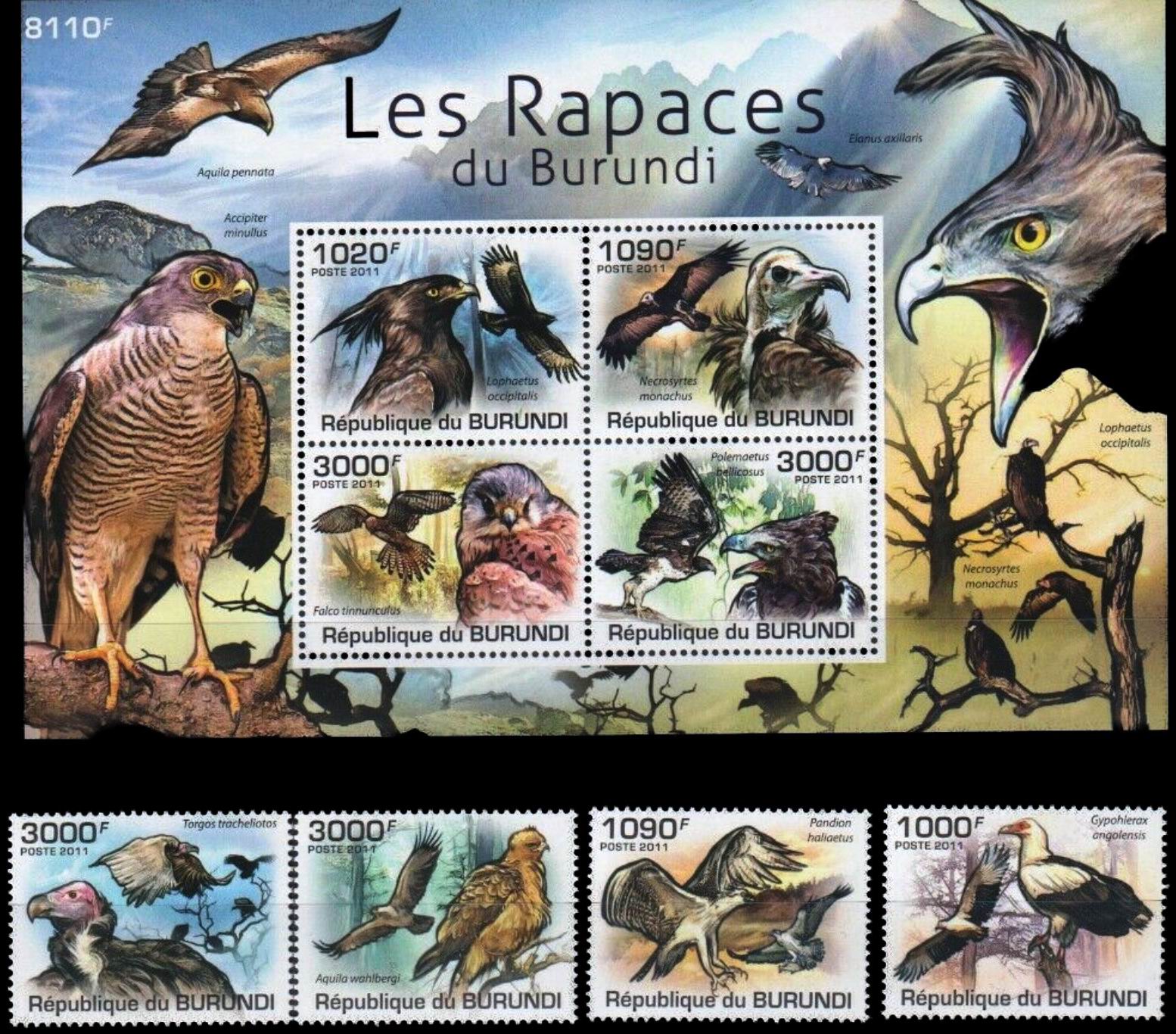 (image for) Burundi 2011 S/Sheet Stamps Birds Of Prey MNH