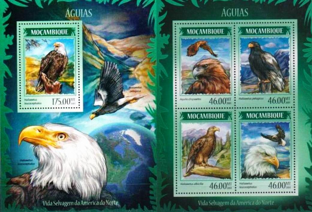 (image for) Mozambique 2004 StampsBirds Of Prey Eagles MNH