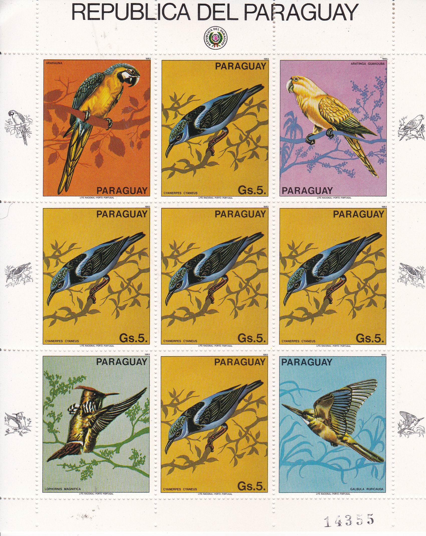 (image for) Paraguay 1983 Stamp Sheets Song Birds