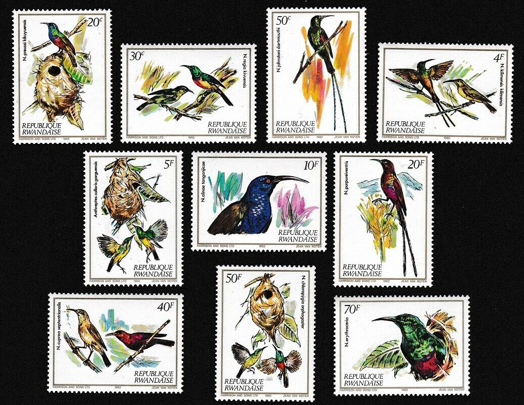 (image for) Rwanda 1983 Stamps Nectar Sucking Birds