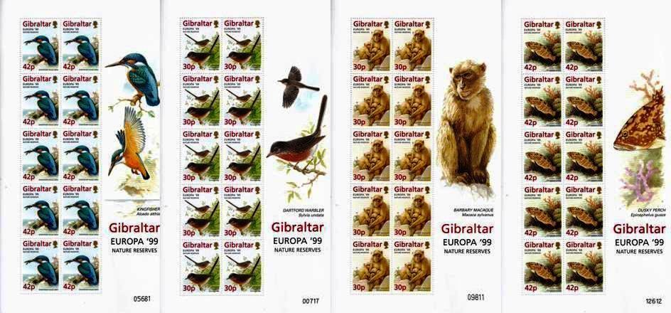 (image for) Gibraltar 1999 Stamps Nature Reserves Kingfisher Bird Fishes