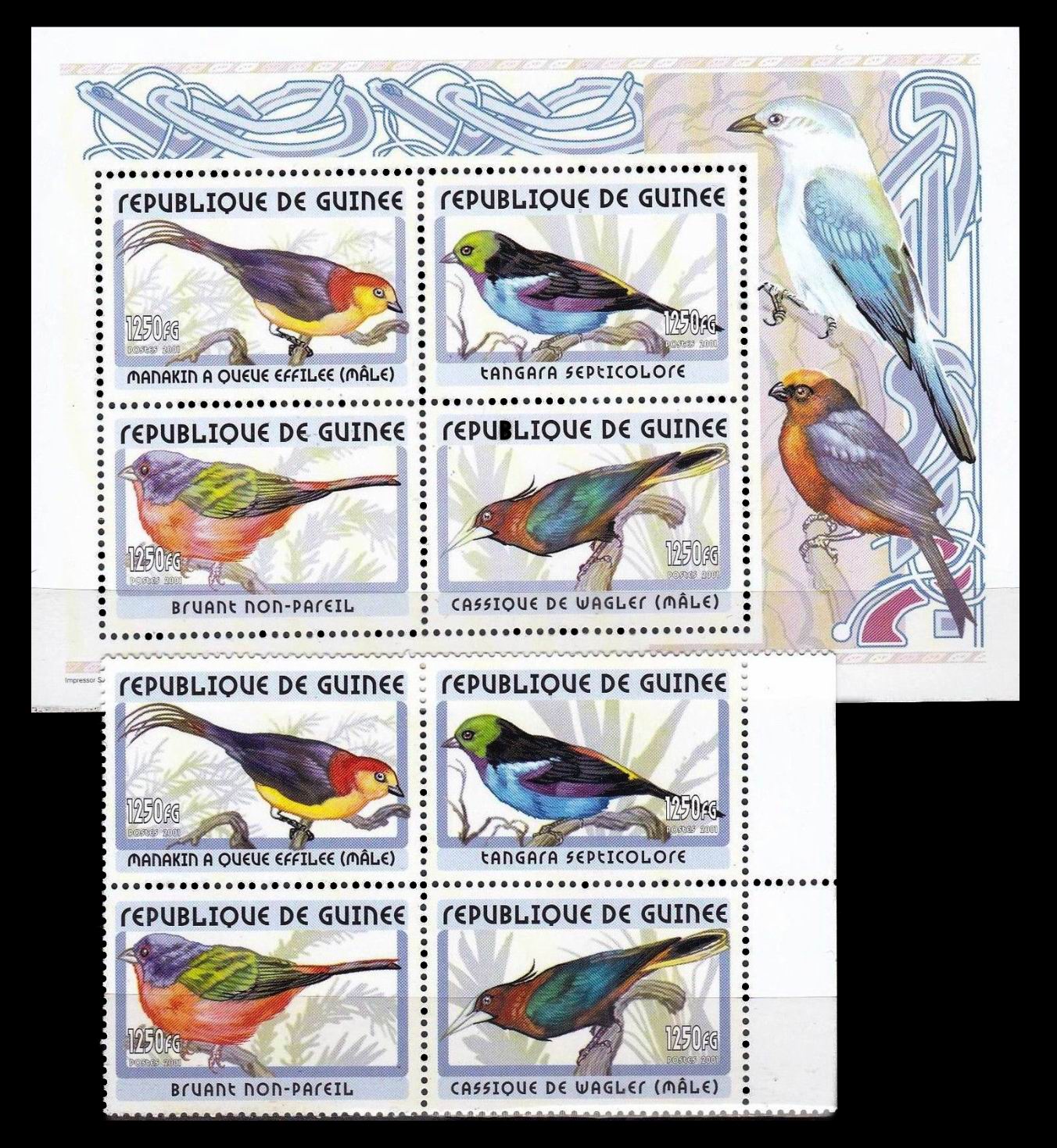 (image for) Guinee 2001 S/Sheet & Stamps Birds MNH