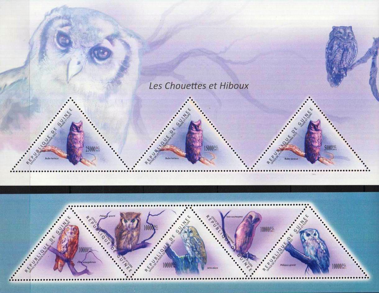 (image for) Guinee 2011 Stamps Triangular Birds Owls MNH