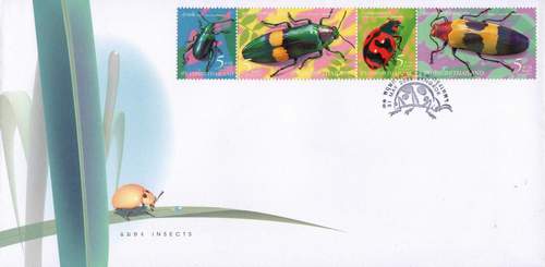 (image for) Thailand 2005 Fdc Hologram + Embossed Stamps Insects