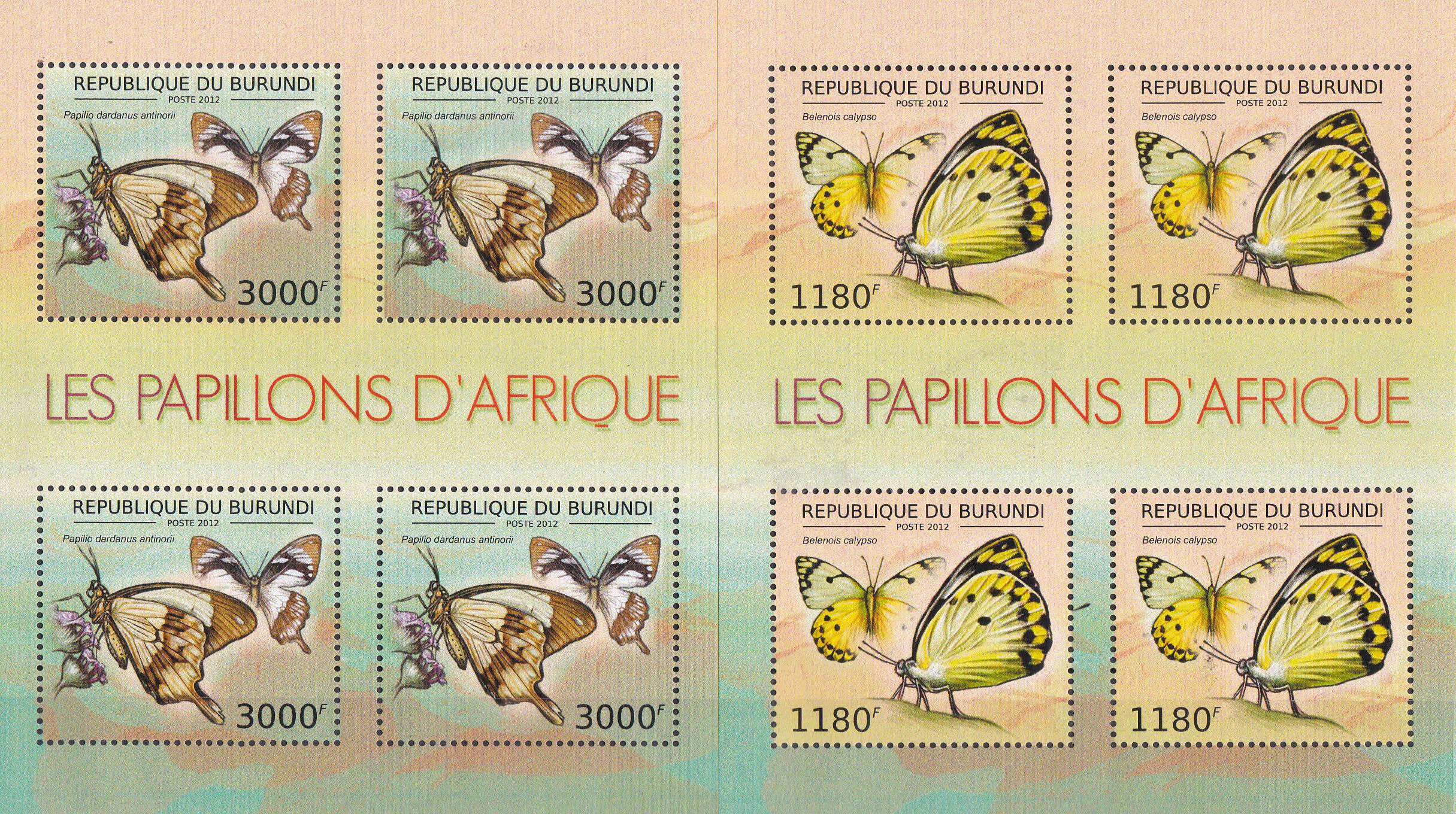 (image for) Burundi 2012 Stamps Butterflies MNH
