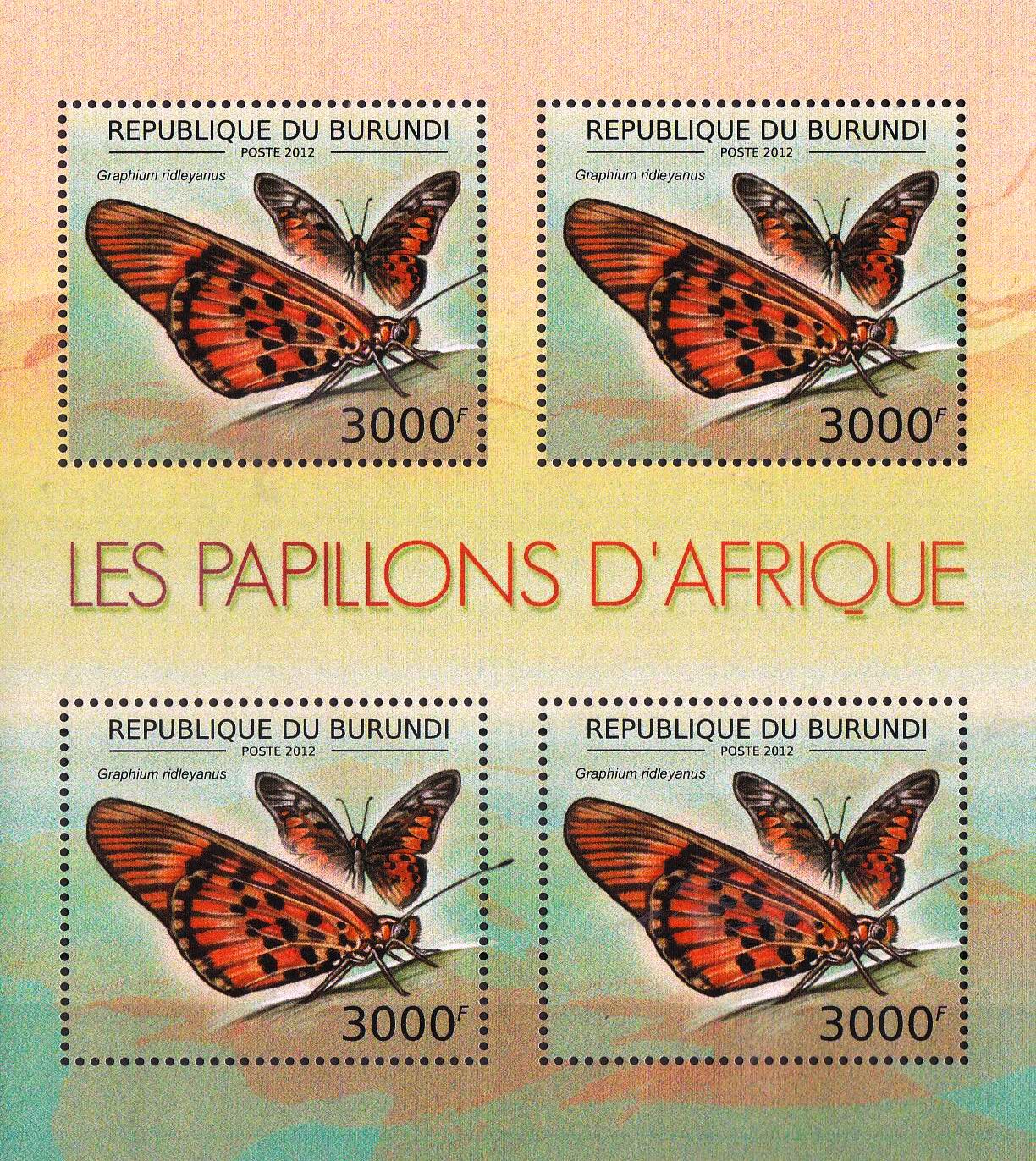 (image for) Burundi 2012 Stamps Butterflies MNH