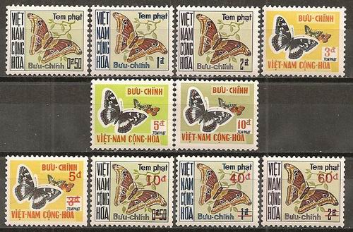 (image for) Vietnam 1968-1974 Stamps Sc #J15-20 J21-4 Butterflies MNH