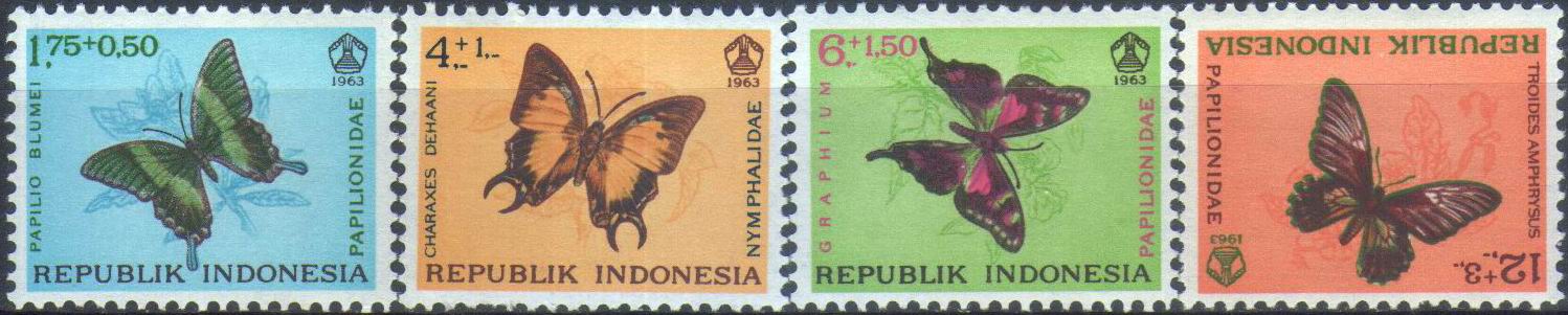 (image for) Indonesia 1961 Stamps Butterflies MNH