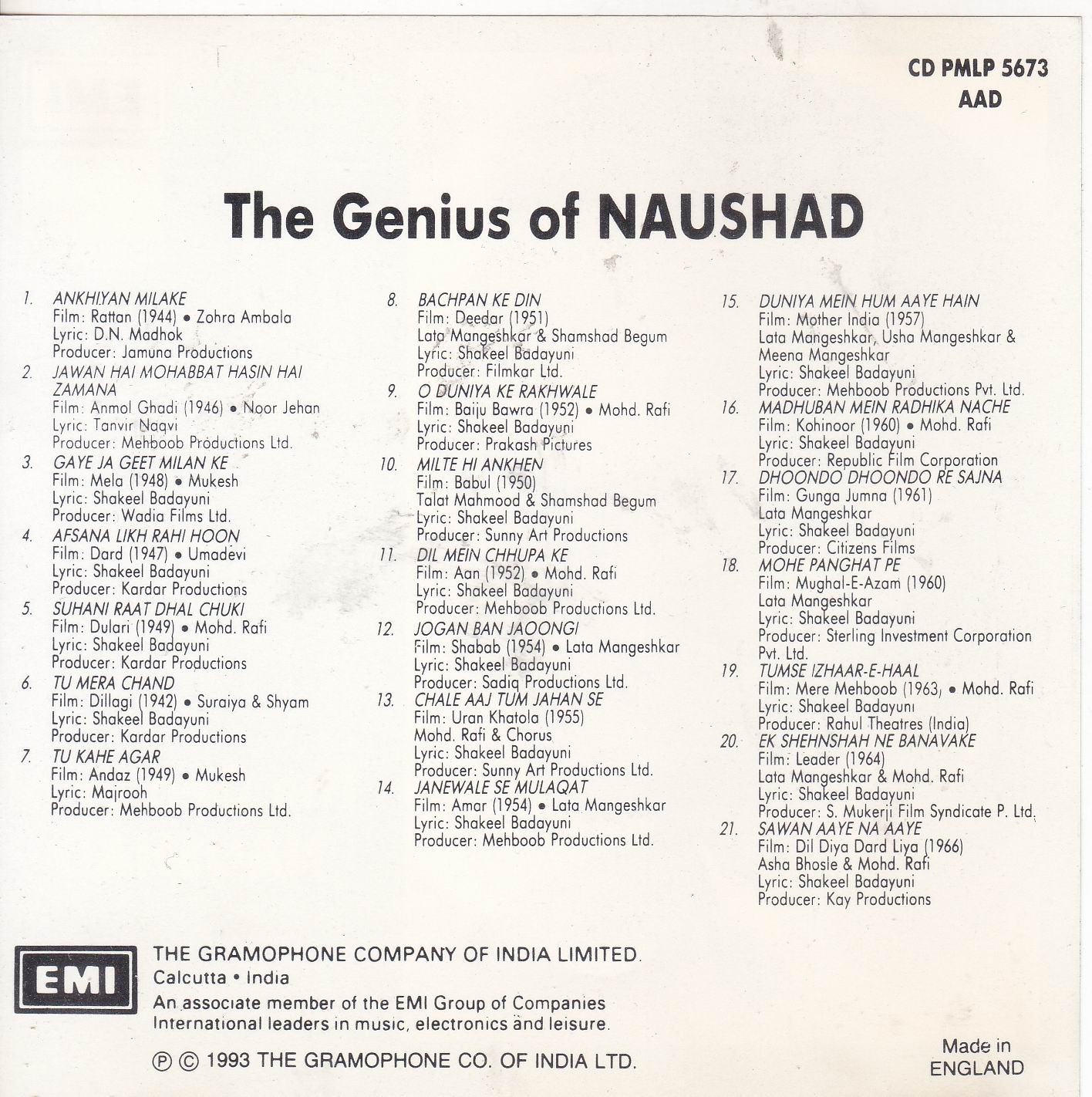(image for) The Genius Of Naushad Emi Cd