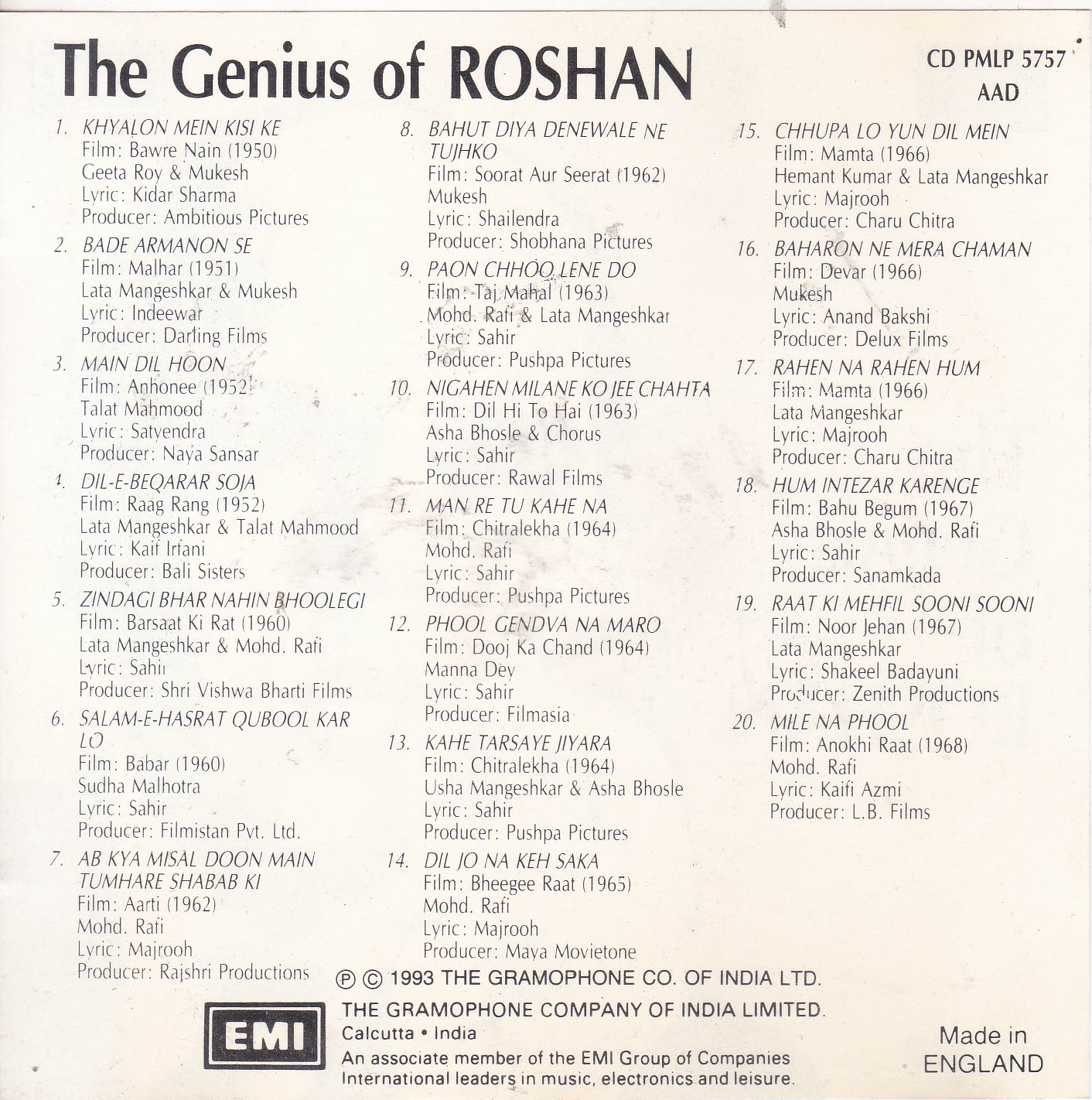 (image for) The Genius Of Roshan Emi Cd
