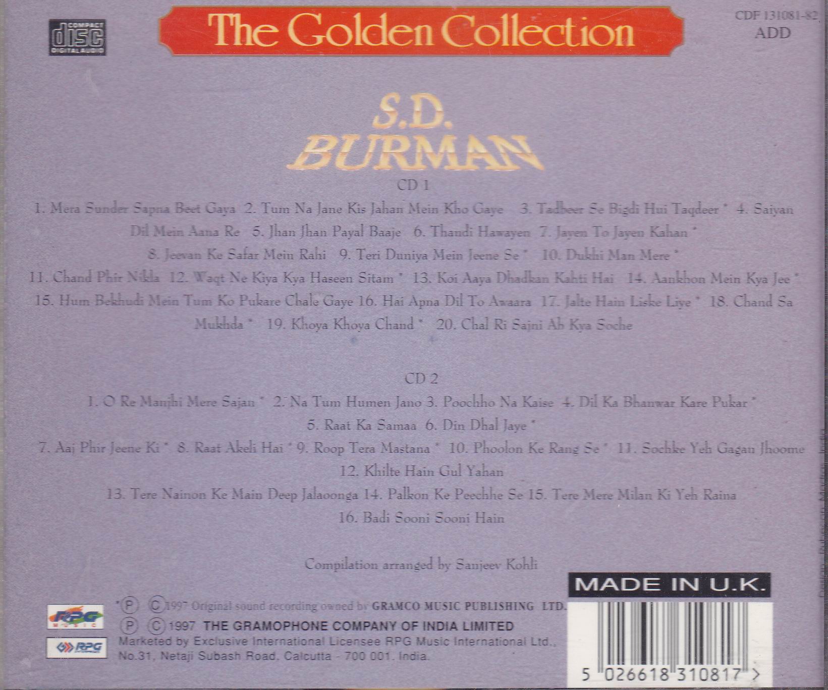 (image for) The Golden Collection S D Burman EMI Cd