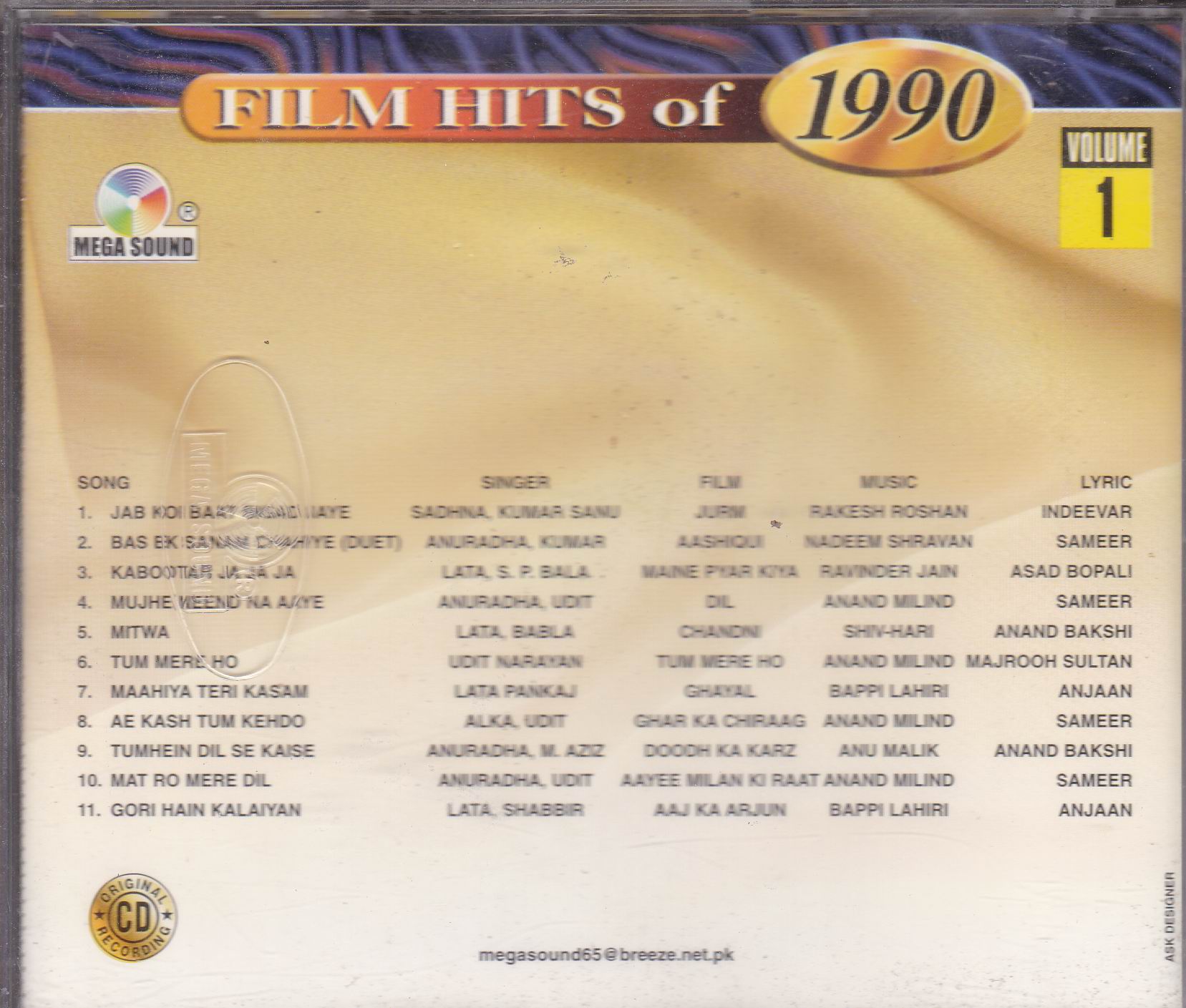(image for) Film Hits Of 1990 Vol 01 MS Cd Superb Recording