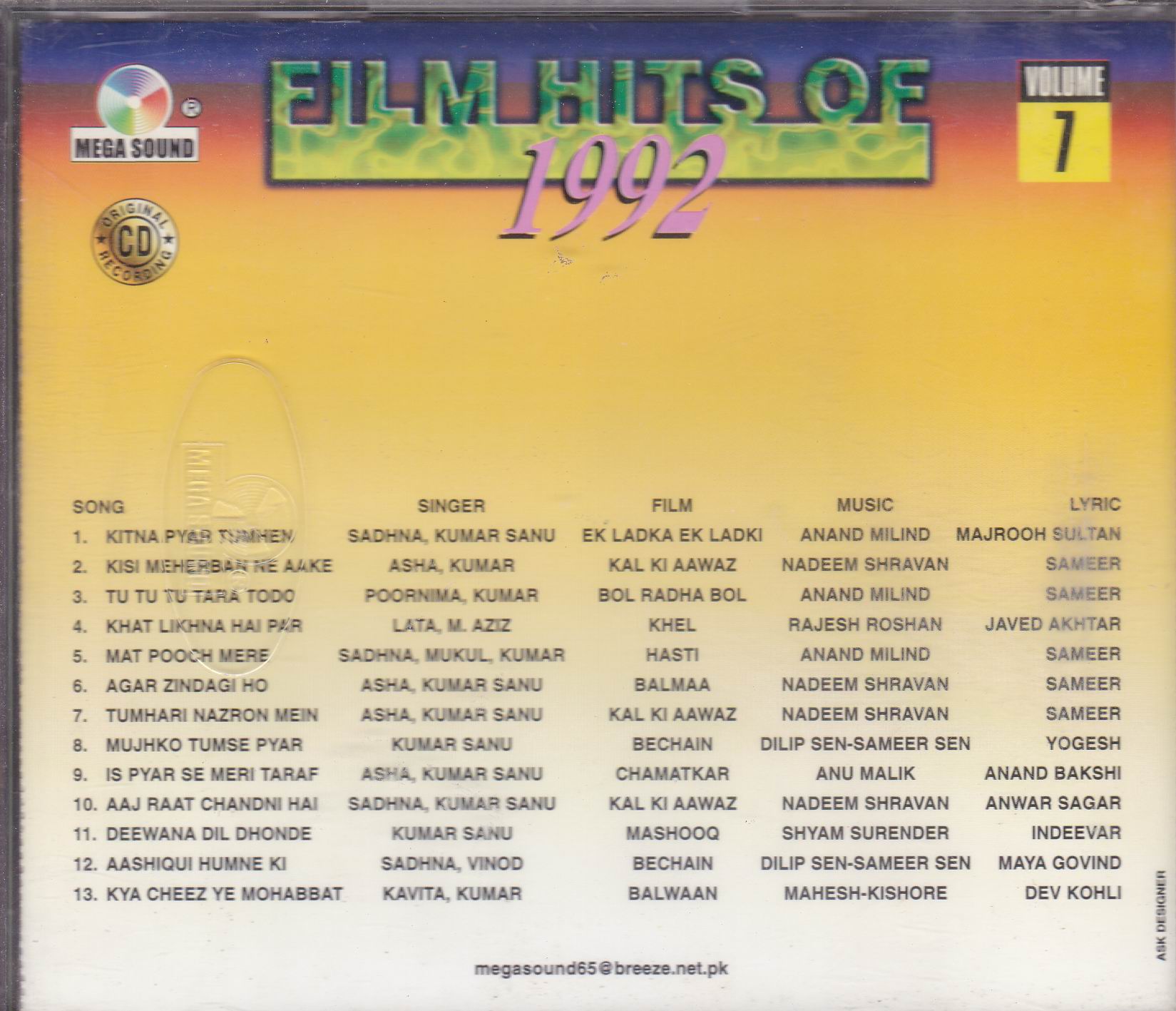 (image for) Film Hits Of 1990 Vol 07 MS Cd Superb Recording