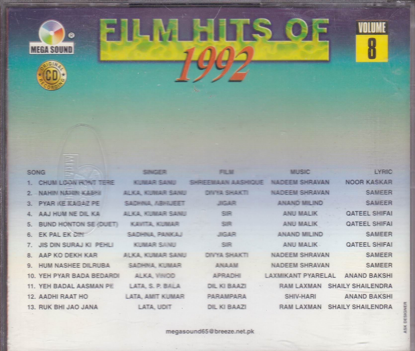 (image for) Film Hits Of 1990 Vol 08 MS Cd Superb Recording