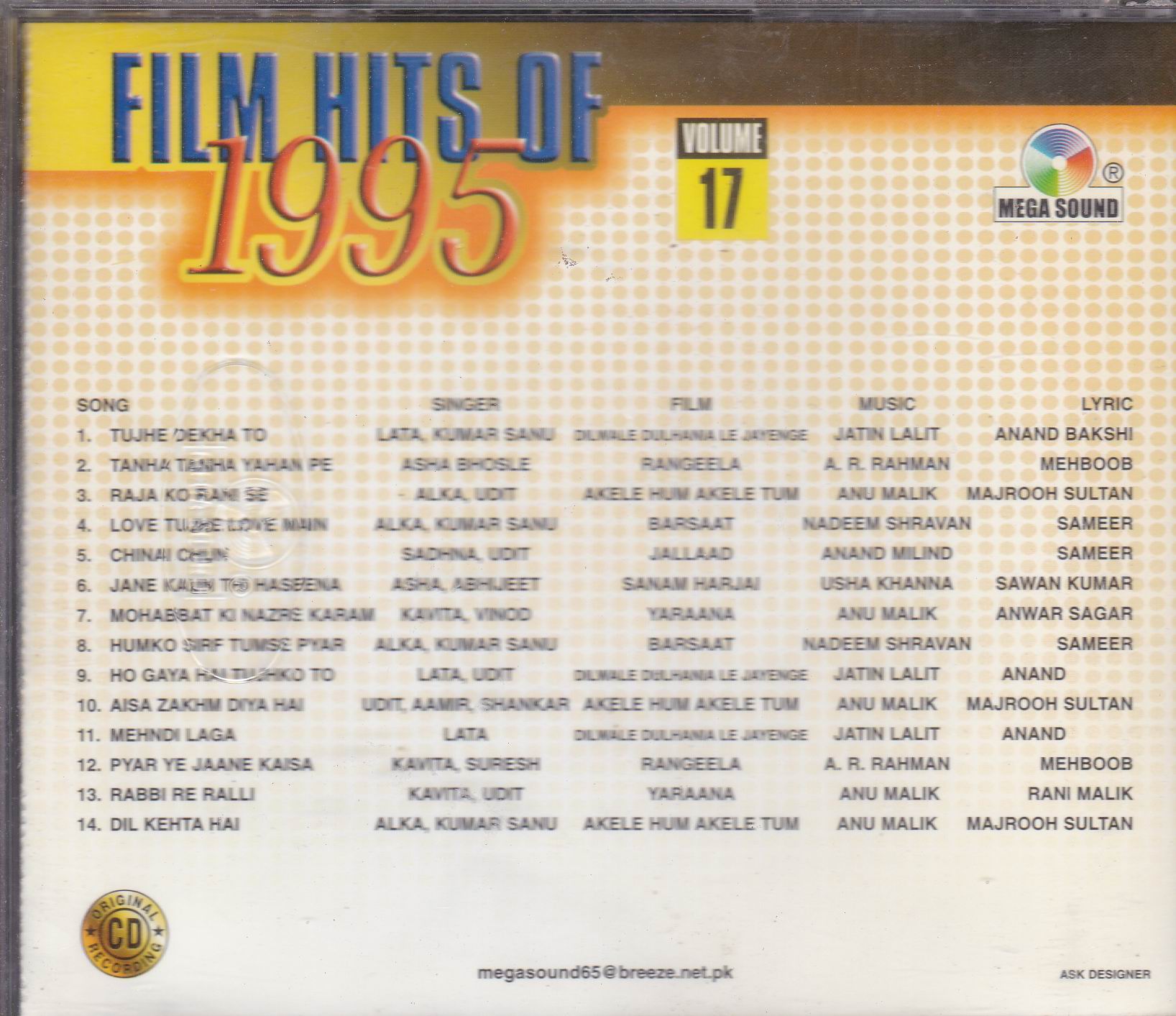 (image for) Film Hits Of 1990 Vol 17 MS Cd Superb Recording