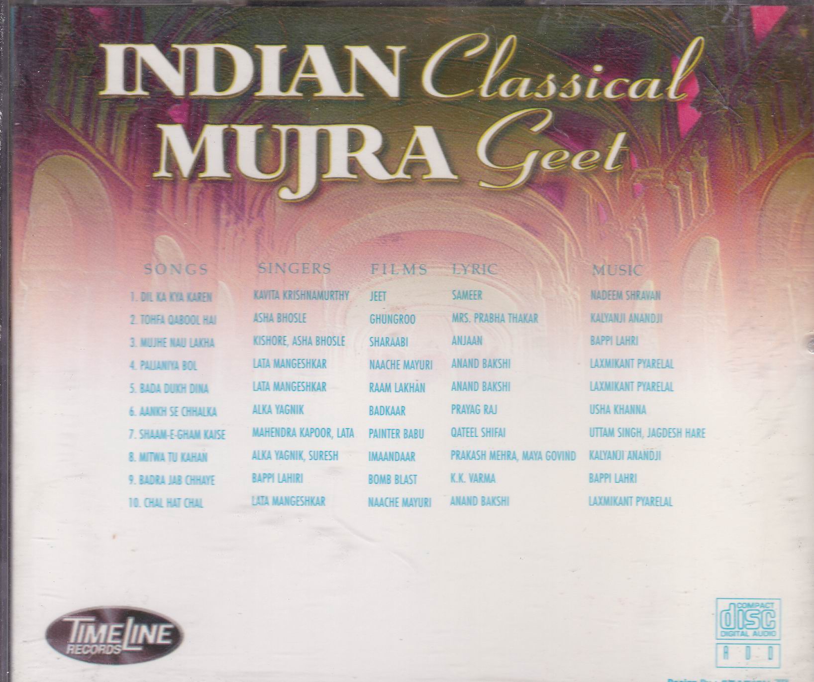 (image for) Indian Classical Mujra Geets Vol 1 TL CD Superb Recording