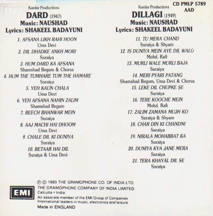 Indian Cd Dard Dillagi EMI CD - Click Image to Close