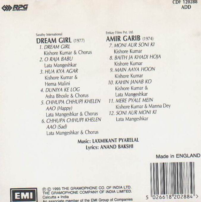 Indian Cd Dream Girl Amir Gharib EMI CD - Click Image to Close