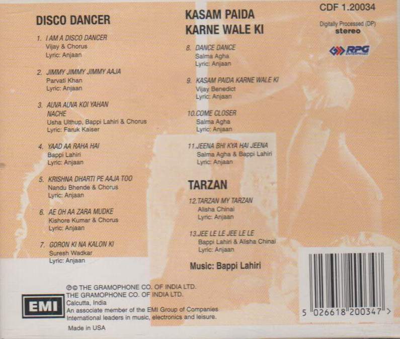 (image for) Indian Cd Disco Dancer Kasam Paida Karne Wale Ki EMI CD
