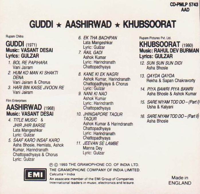 (image for) Indian Cd Guddi Aashirwad Khoobsoorat EMI CD