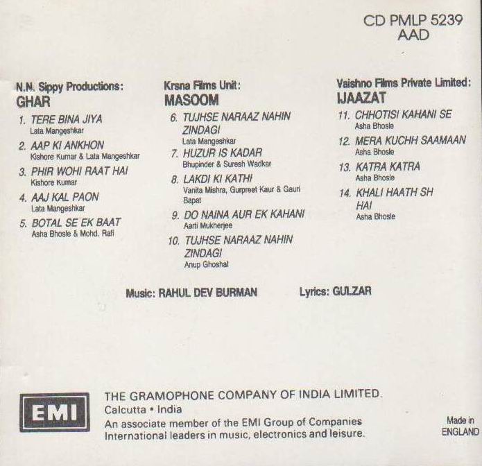 (image for) Indian Cd Ghar Masoom Ijazat EMI CD