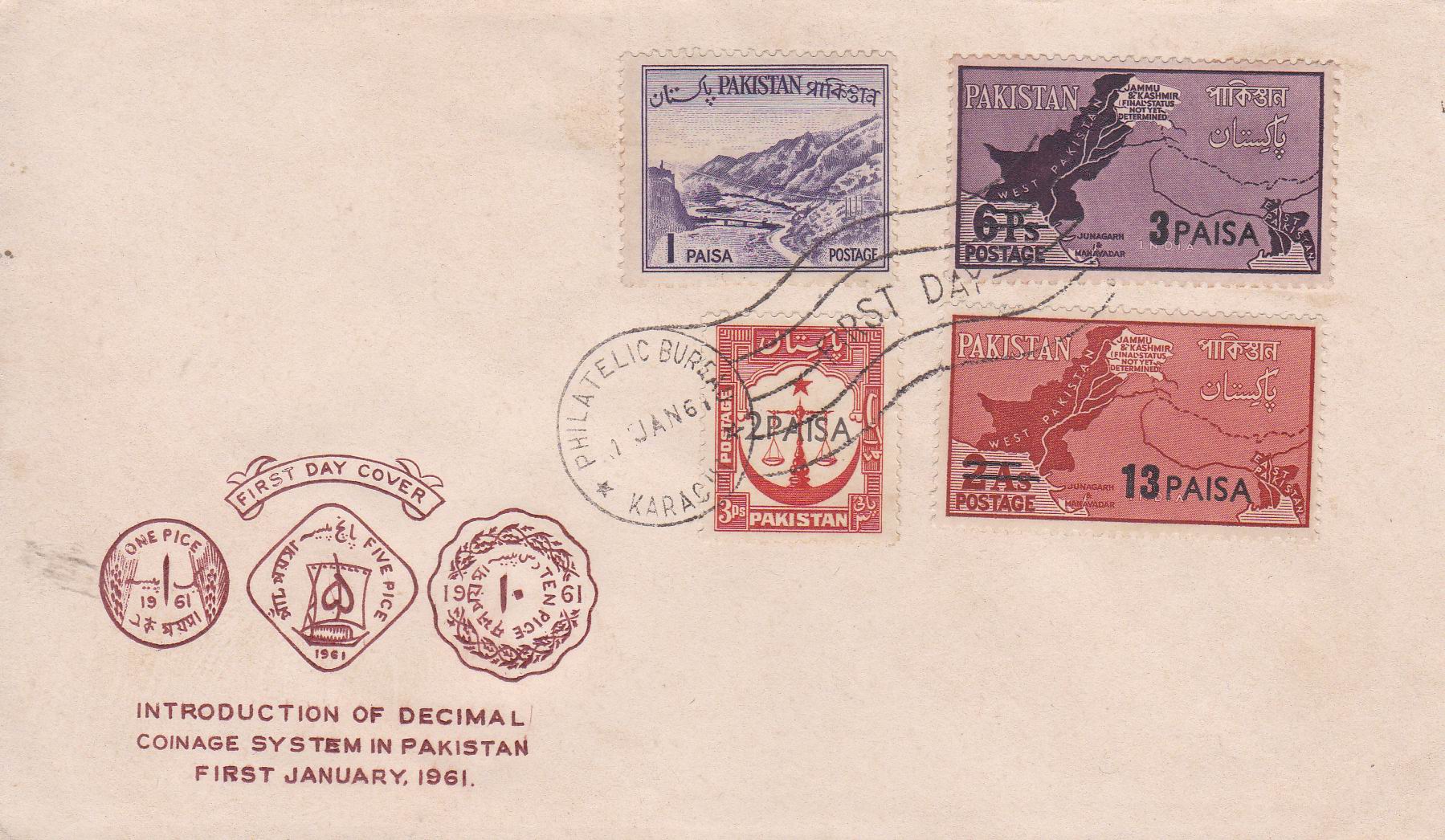 (image for) Pakistan Fdc 1961 Currency Changed 100 Paisa = 1 Rupee