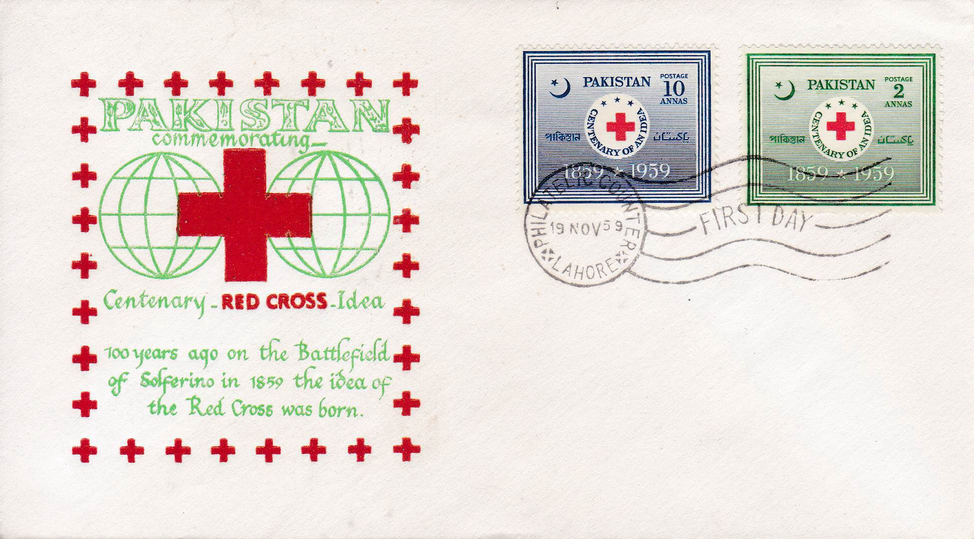 (image for) Pakistan Fdc 1959 Red Cross Centenary