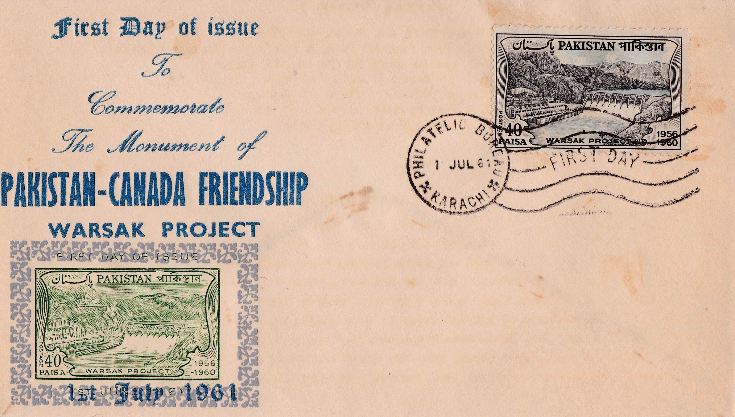 (image for) Pakistan Fdc 1961 Warsak Dam Hydro Electric Project