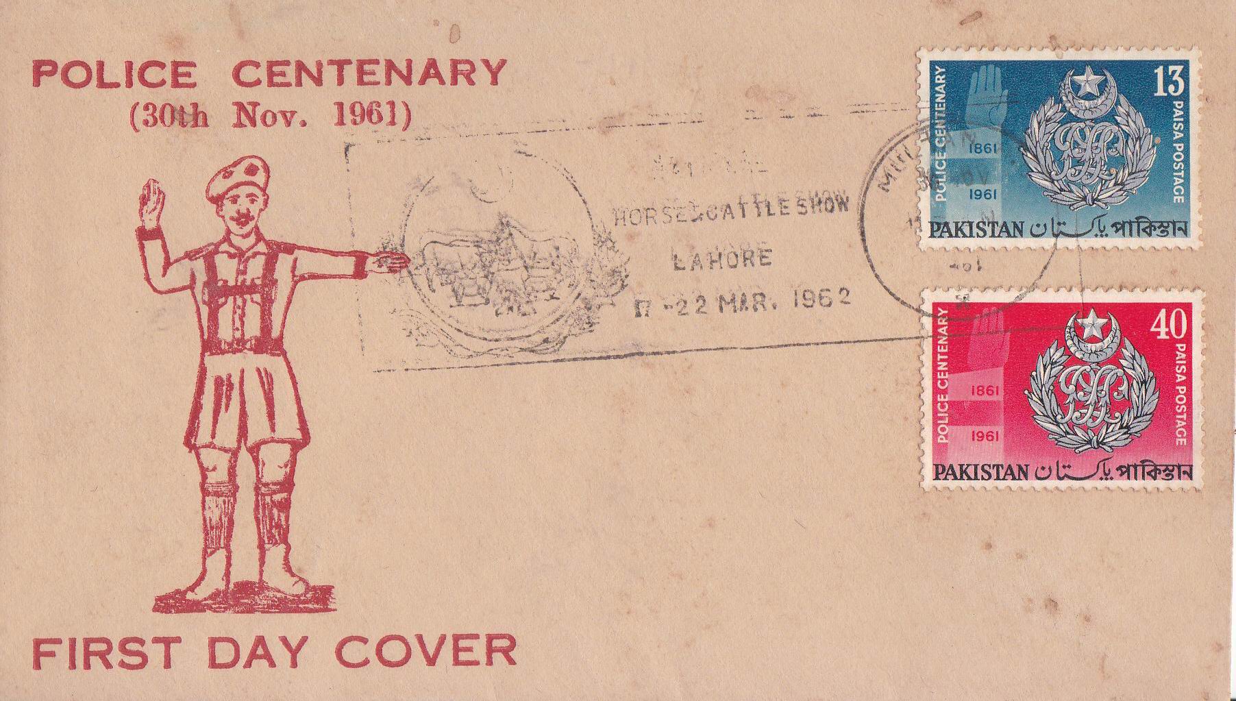(image for) Pakistan Fdc 1961 Police Centenary 1861-1961