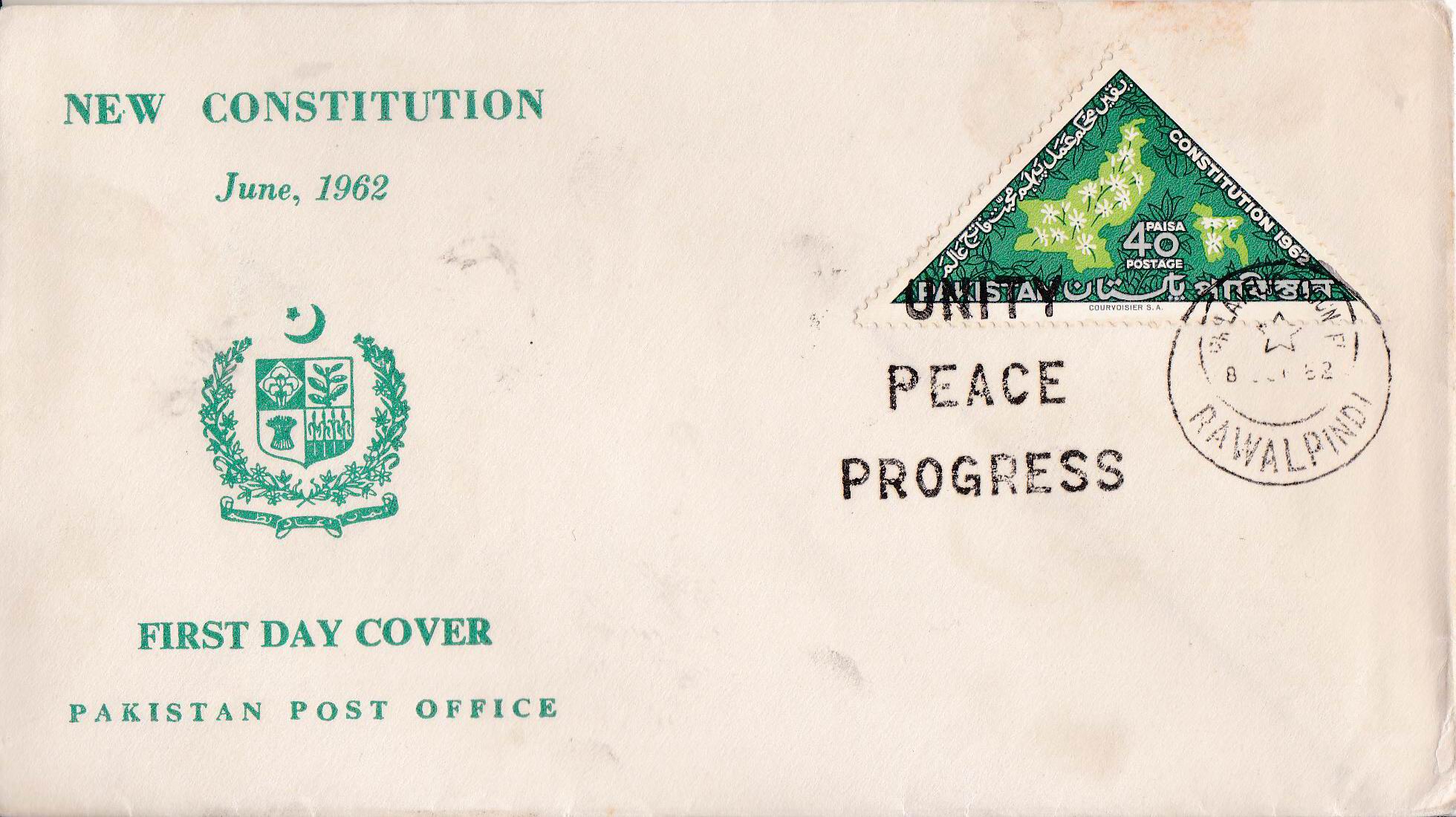 (image for) Pakistan Fdc 1962 New Constition Triangular Stamp