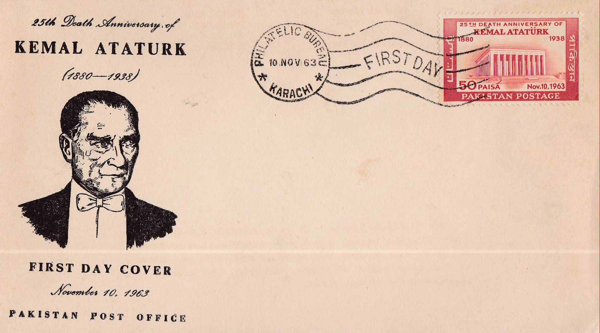 (image for) Pakistan Fdc 1963 Kemal Ataturk