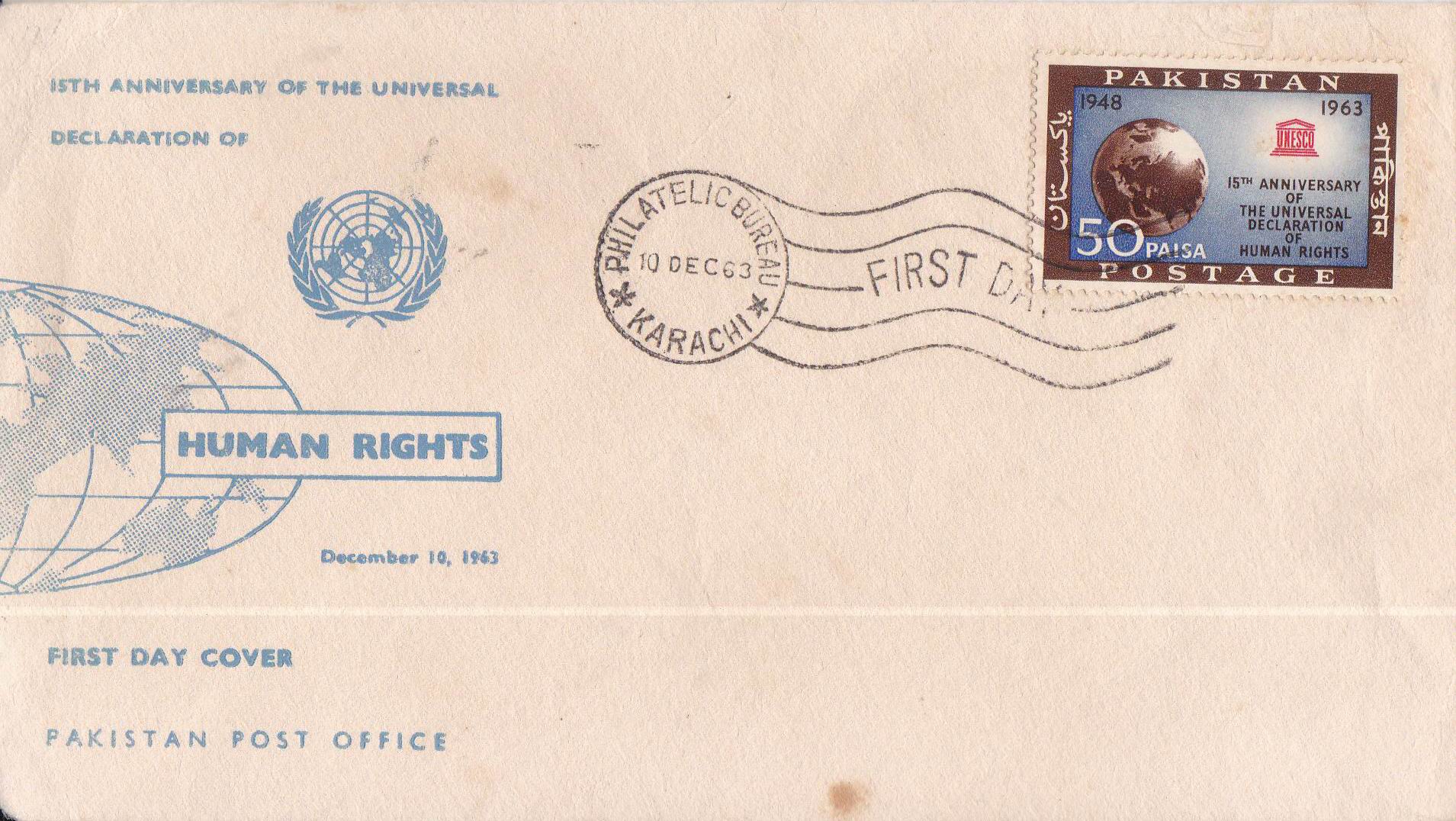 (image for) Pakistan Fdc 1963 Universal Declaration Of Human Rights