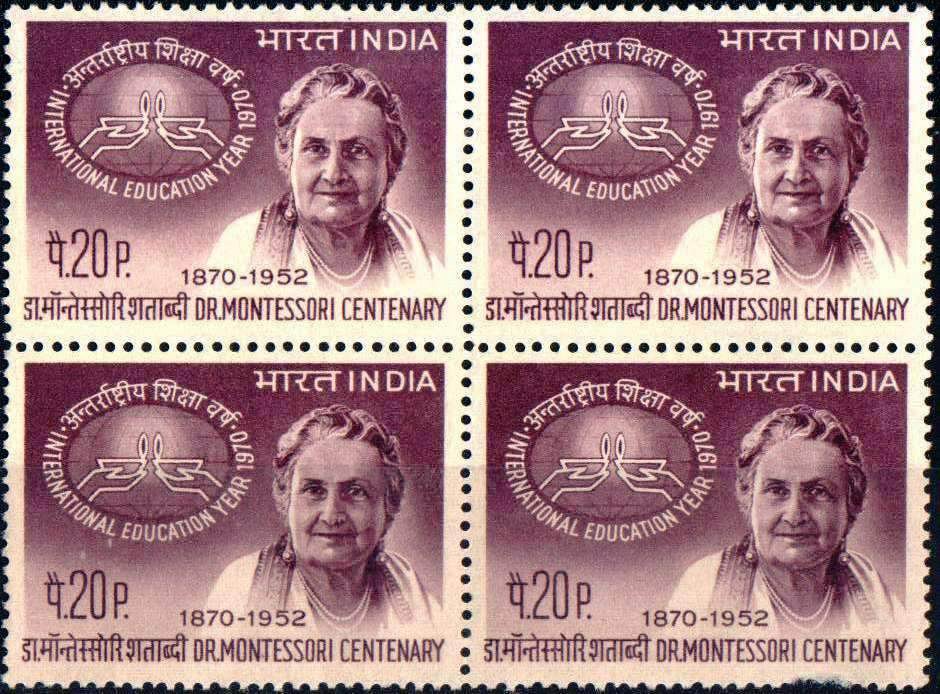 (image for) India Stamps 1970 Dr. Maria Montessori Nobel Prize