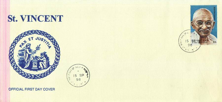(image for) St Vincent Fdc 1998 Mahatma Gandhi