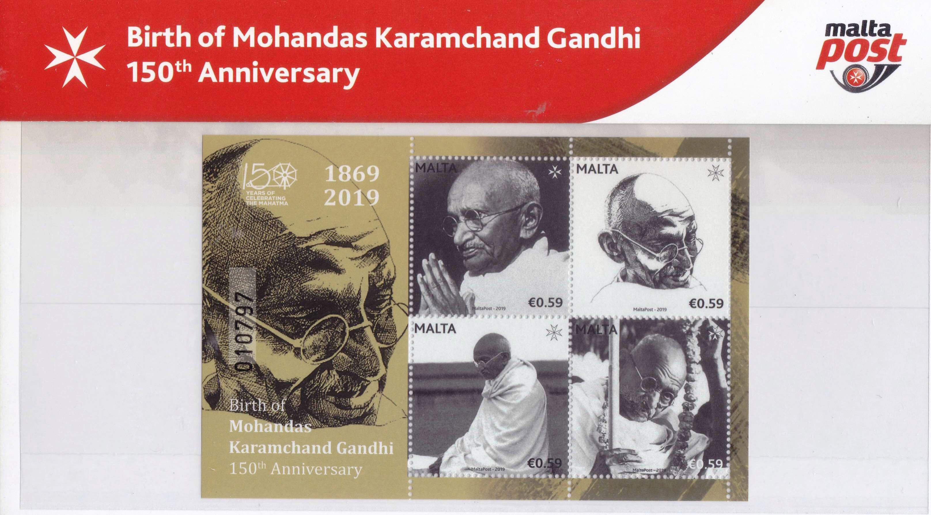 (image for) Malta 2019 Presentation Pack Birth Anniversary of Mahatma Gandhi