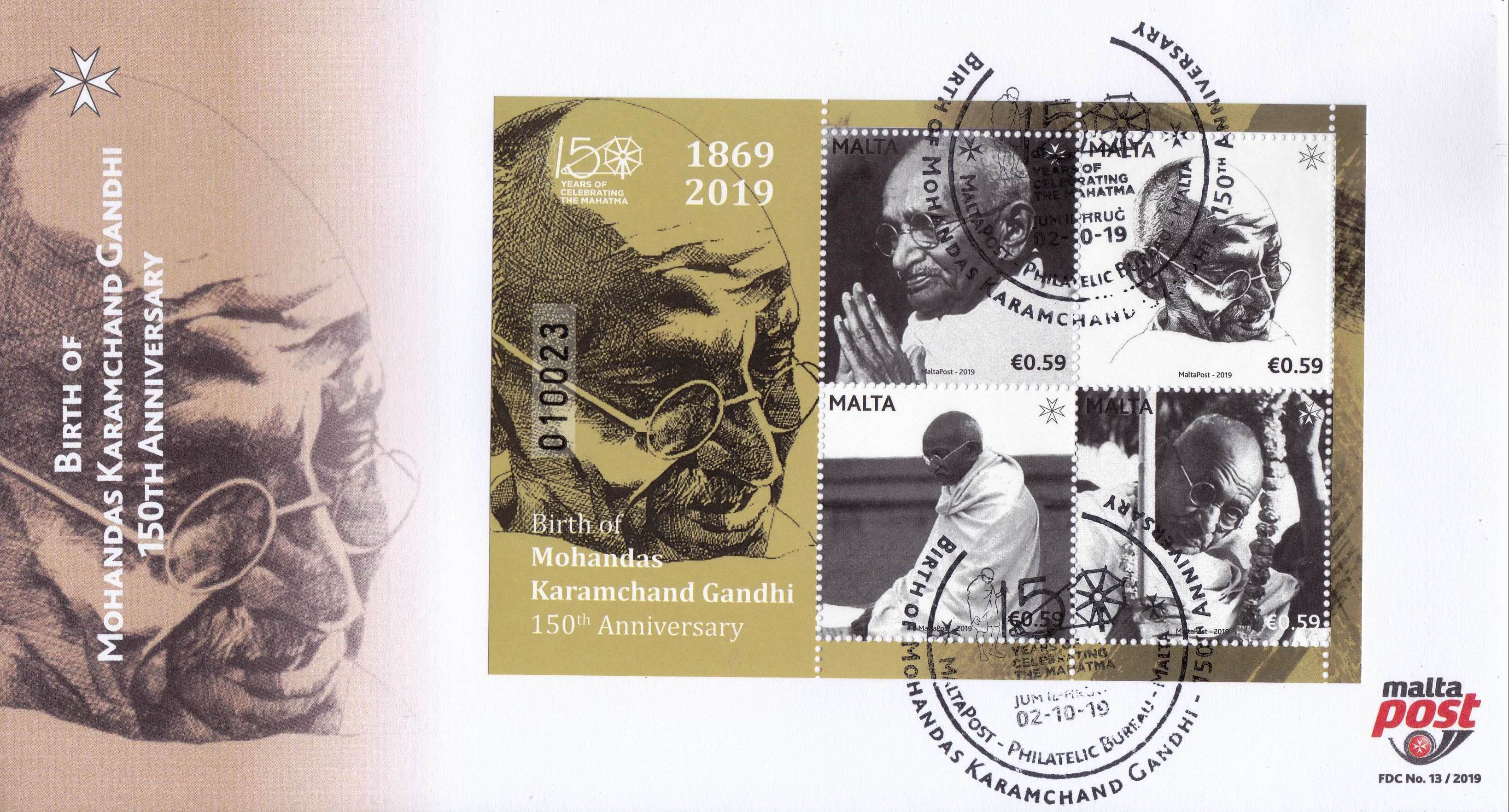 (image for) Malta 2019 Fdc Birth Anniversary of Mahatma Gandhi
