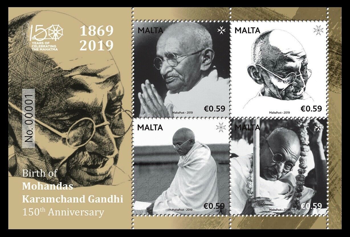 (image for) Malta 2019 S/Sheet Birth Anniversary of Mahatma Gandhi