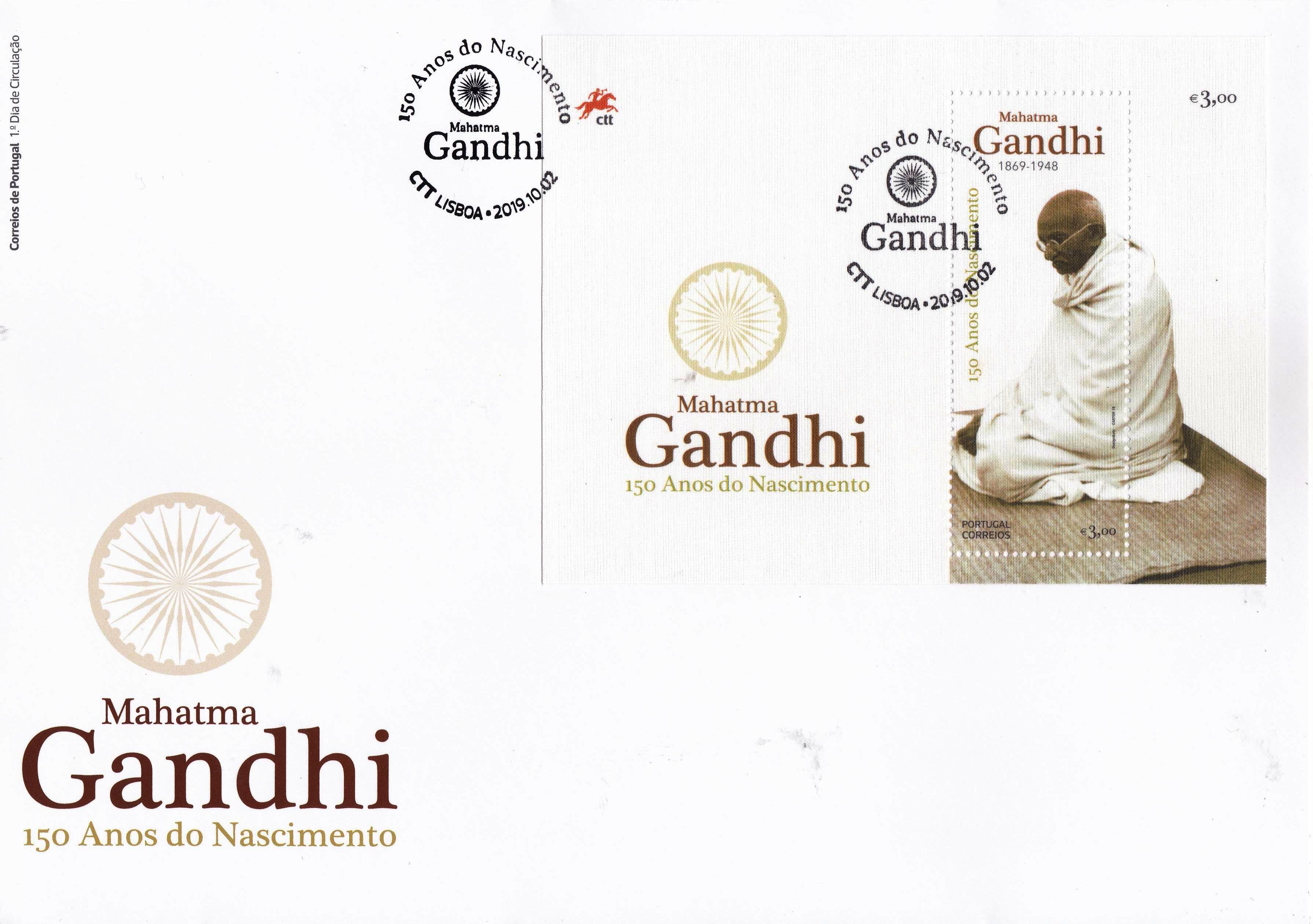 (image for) Portugal 2019 Fdcs S/Sheet & Stamp Birth Anniversary of Mahatma