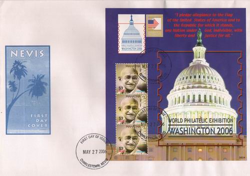 (image for) Nevis Fdc 2006 Gandhi Big Fdc With Gandhi Words