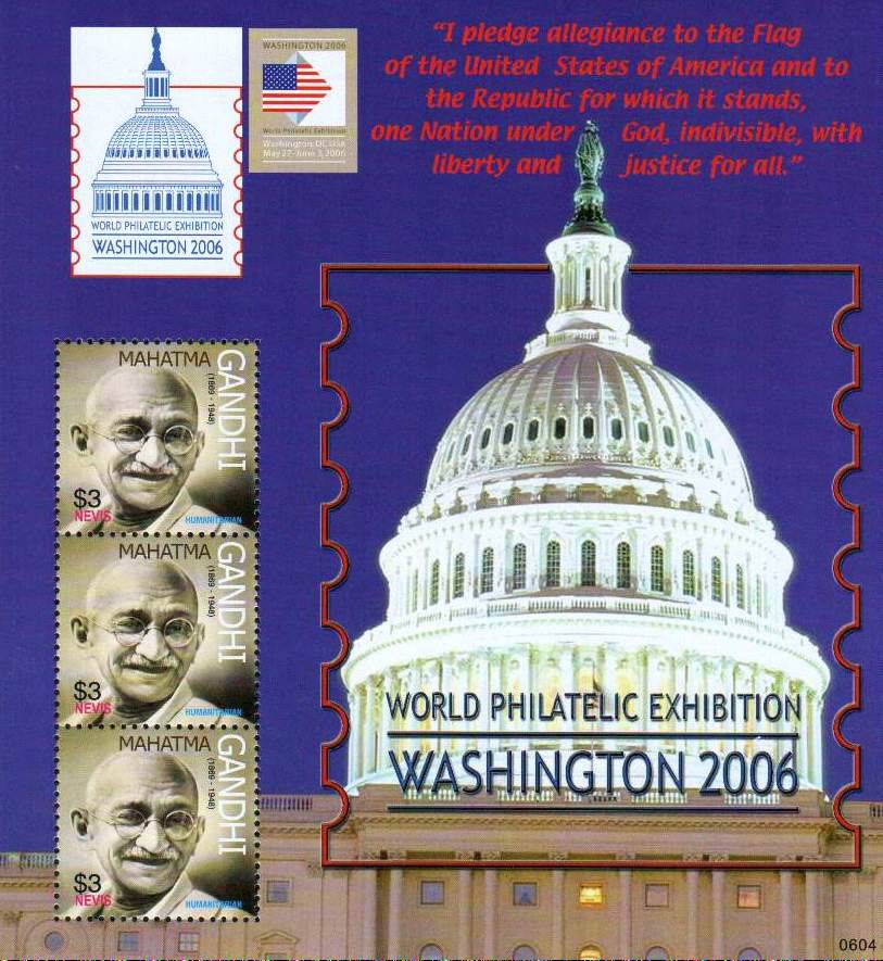 (image for) Nevis 2006 Gandhi S/Sheet With Gandhi Words