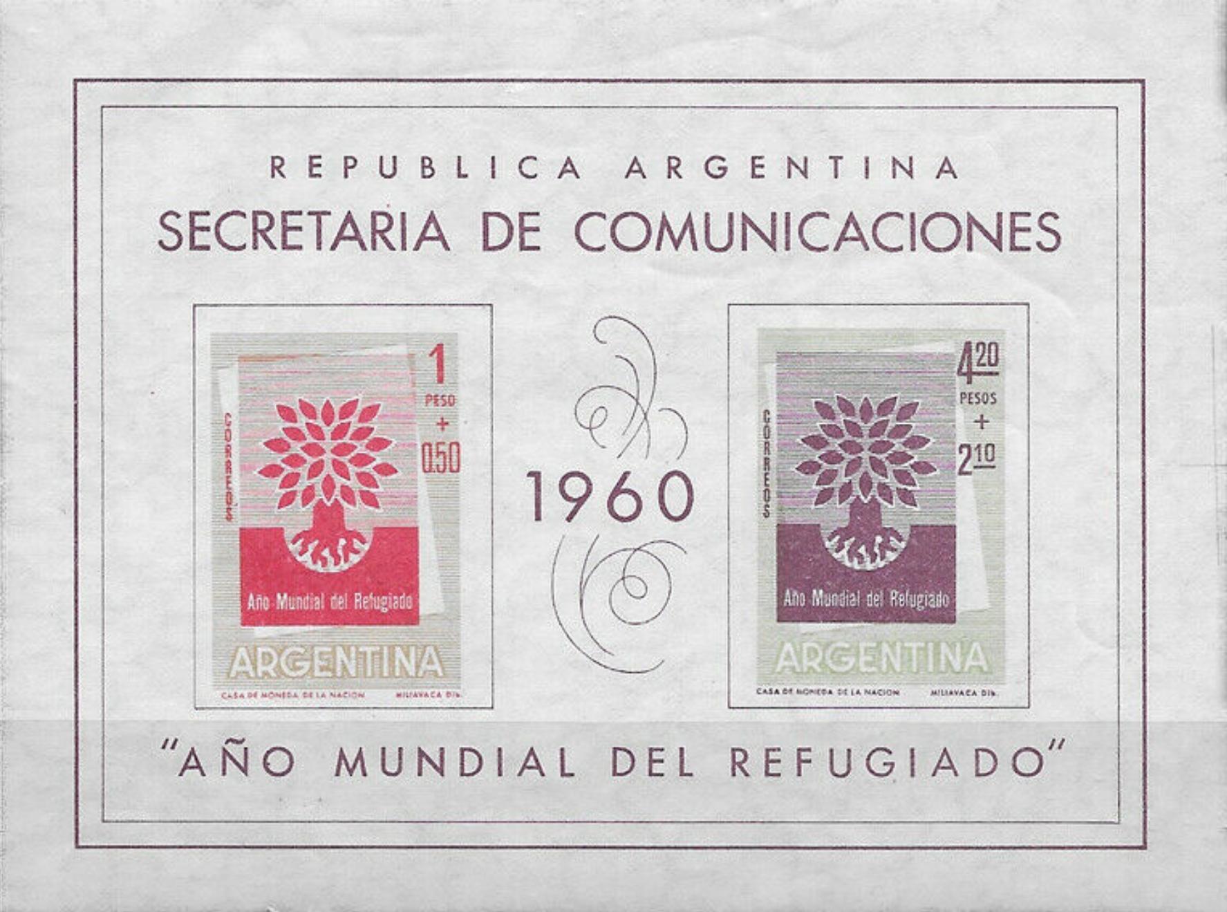 (image for) Argentina 1960 Stamps World Refugee Year MNH