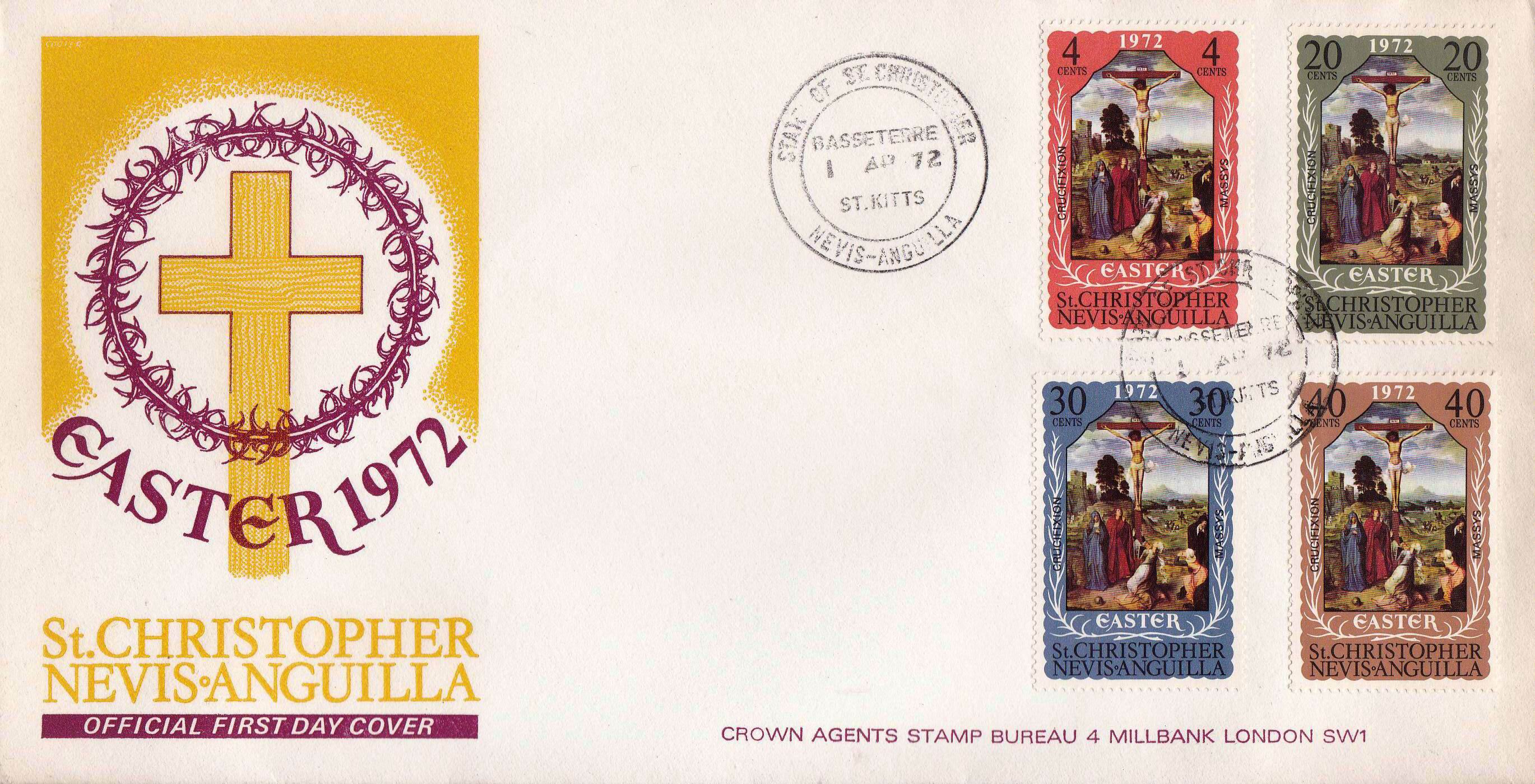 (image for) St.Christopher 1972 Fdc Nevis • Anguilla Fdc Easter 1972