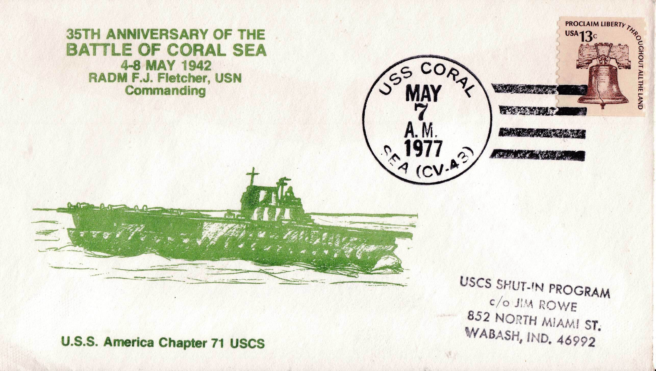 (image for) United States 1977 Fdc Battle Of Coral Sea