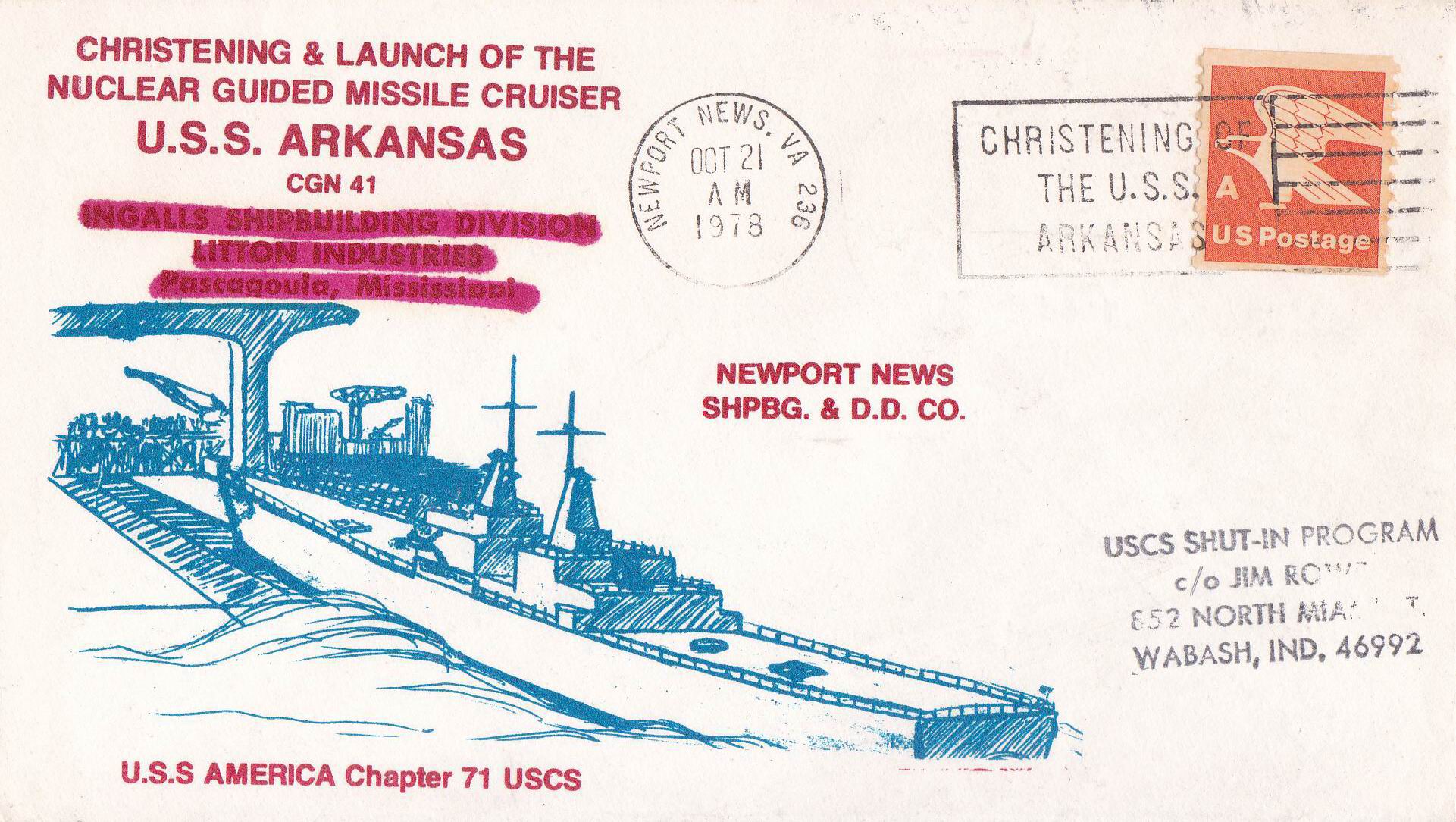 (image for) United States 1978 Fdc Launch Of Guided Missile Frigate