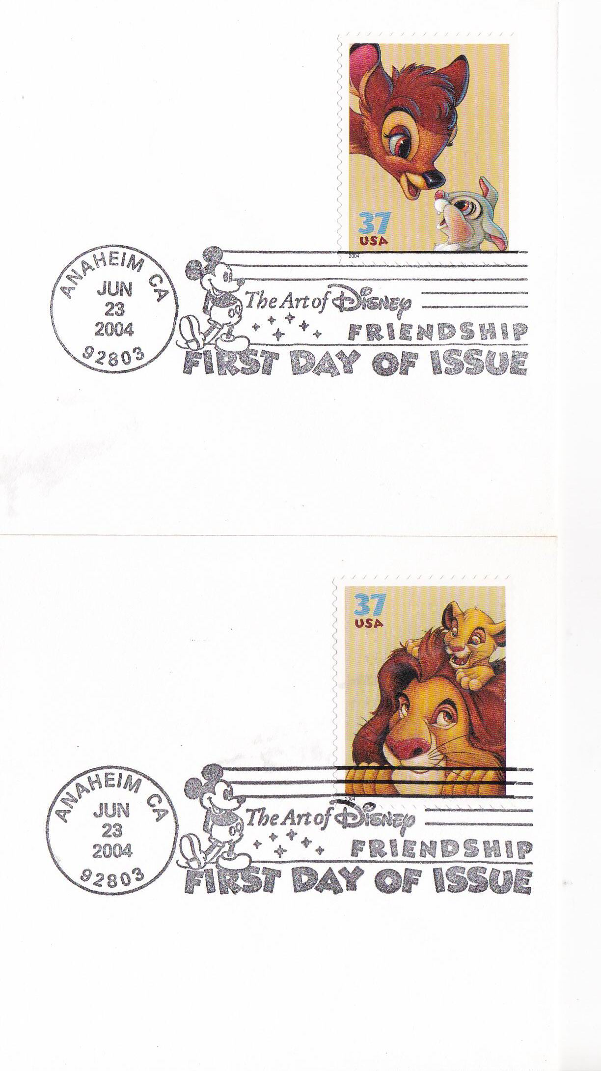 (image for) United States 2003 Fdc Love Fdcs Bambi Lion King Mickey Mouse