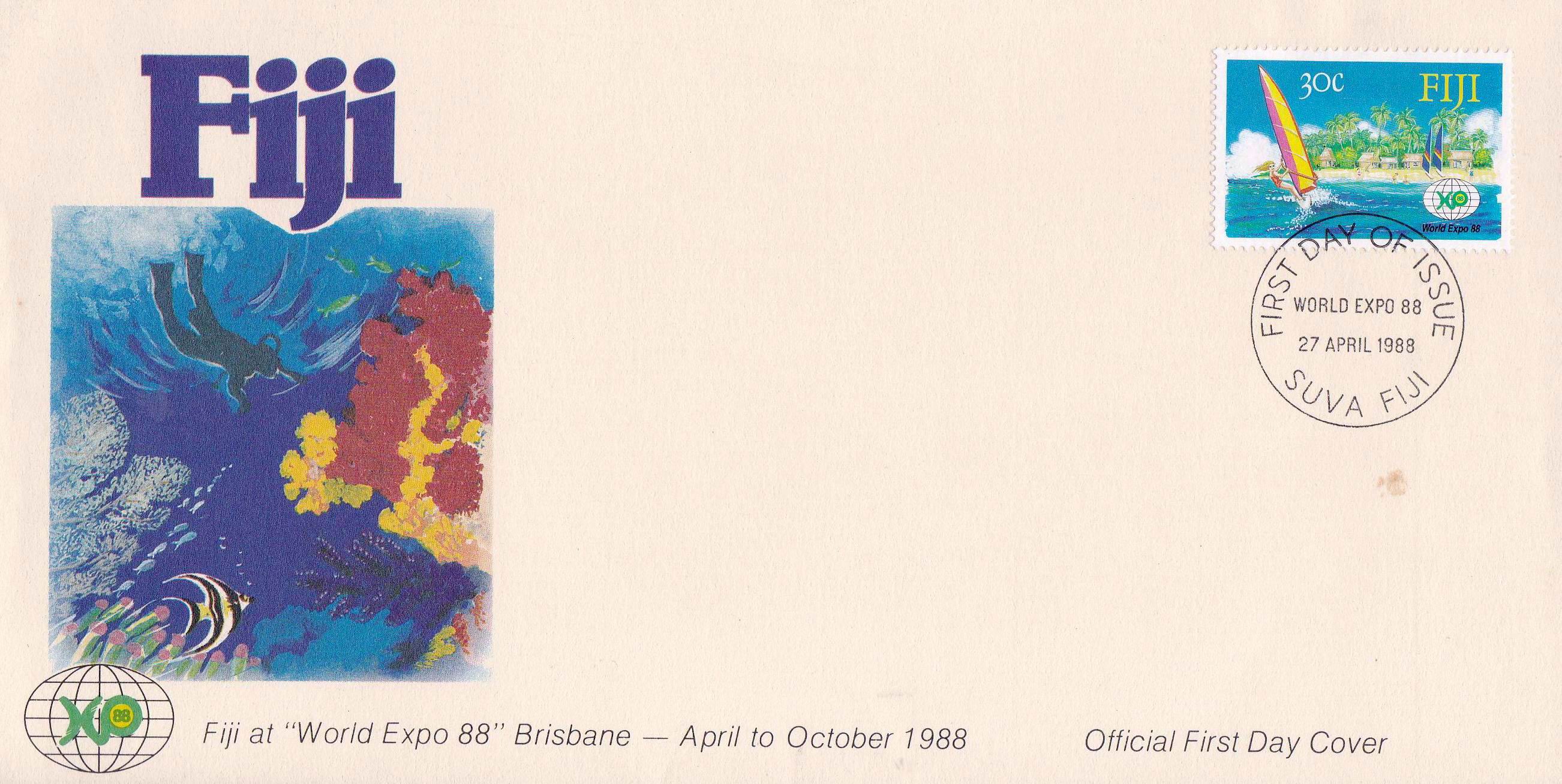 (image for) Fiji 1988 Fdc World Expo 88 Brisbane